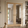 Pattern 10 Oak Internal Door Pair - Clear Glass - Unfinished