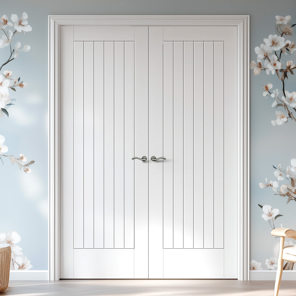 Suffolk Flush White Primed Internal Door Pair
