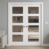 Coventry White Primed Shaker Internal Door Pair - Clear Glass