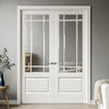 Downham Internal Door Pair - Bevelled Clear Glass - White Primed