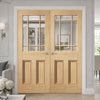 Downham Glazed Oak Internal Door Pair - Clear Glass