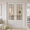 Downham Internal Door Pair - Bevelled Clear Glass - White Primed