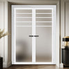 Drake Solid Wood Internal Door Pair UK Made DD0108F Frosted Glass - Cloud White Premium Primed - Urban Lite® Bespoke Sizes