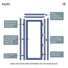 EasiKit Internal Door and Frame Kit - Baltimore 1 Pane Solid Wood Internal Door - Premium Primed - Colour & Glass Options