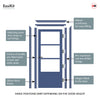 EasiKit Internal Door and Frame Kit - Staten 3 Pane 1 Panel Solid Wood Internal Door - Premium Primed - Colour & Glass Options