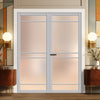 Ebida Solid Wood Internal Door Pair UK Made DD0113F Frosted Glass - Mist Grey Premium Primed - Urban Lite® Bespoke Sizes