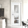 EasiKit Internal Door and Frame Kit - JBK White Shaker Eccentro Primed Internal Door - Clear Glass