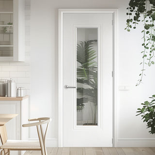 Image: EasiKit Internal Door and Frame Kit - Eindhoven 1 Pane Internal Door - Clear Glass - White Primed