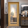 EasiKit Internal Door and Frame Kit - All Fittings Included - Ely 1L Full Pane Oak Internal Door - Clear Etched Glass - Unfinished
