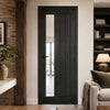Ely Brushed Black Oak Internal Door - Clear Glass