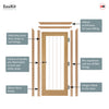 EasiKit Internal Door and Frame Kit - All Fittings Included - Ely 1L Full Pane Oak Internal Door - Clear Etched Glass - Unfinished