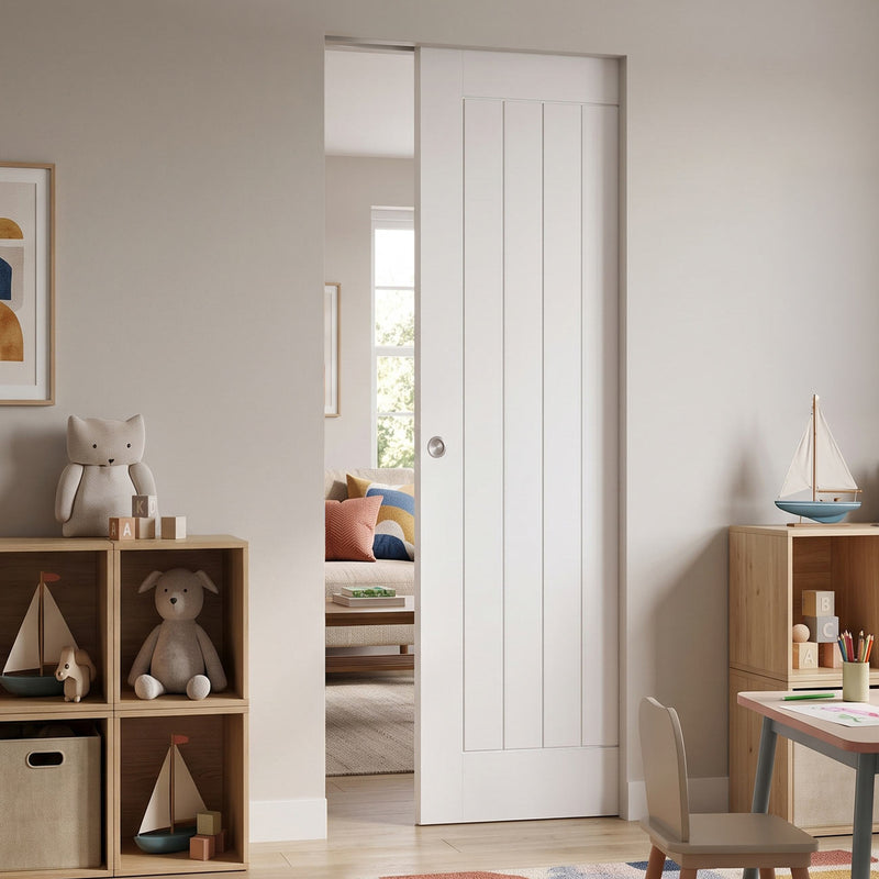 Ely Absolute Frameless Single Pocket Door - White Primed