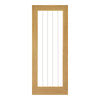 EasiKit Internal Door and Frame Kit - All Fittings Included - Ely 1L Full Pane Oak Internal Door - Clear Etched Glass - Unfinished