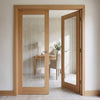 Mexicano Oak Internal Door Pair - Clear Glass - Frosted Lines