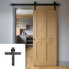 Single Sliding Door & Black Barn Track - Eton American Oak Veneer Door - Unfinished