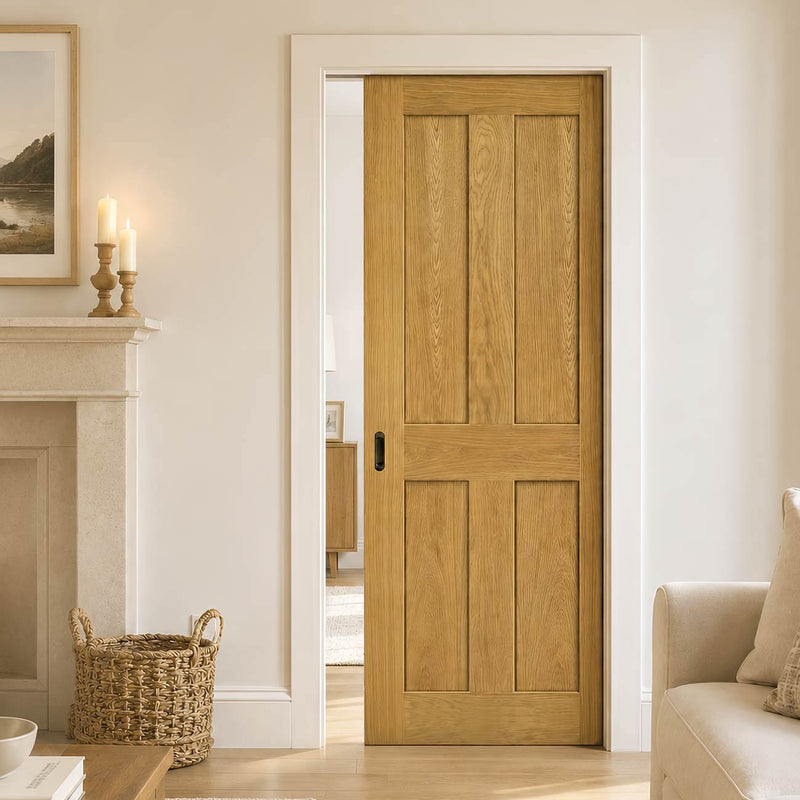 Eton Real American White Oak Veneer Single Evokit Pocket Door - Unfinished