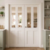 Eton White Primed Victorian Shaker Internal Door Pair - Clear Glass