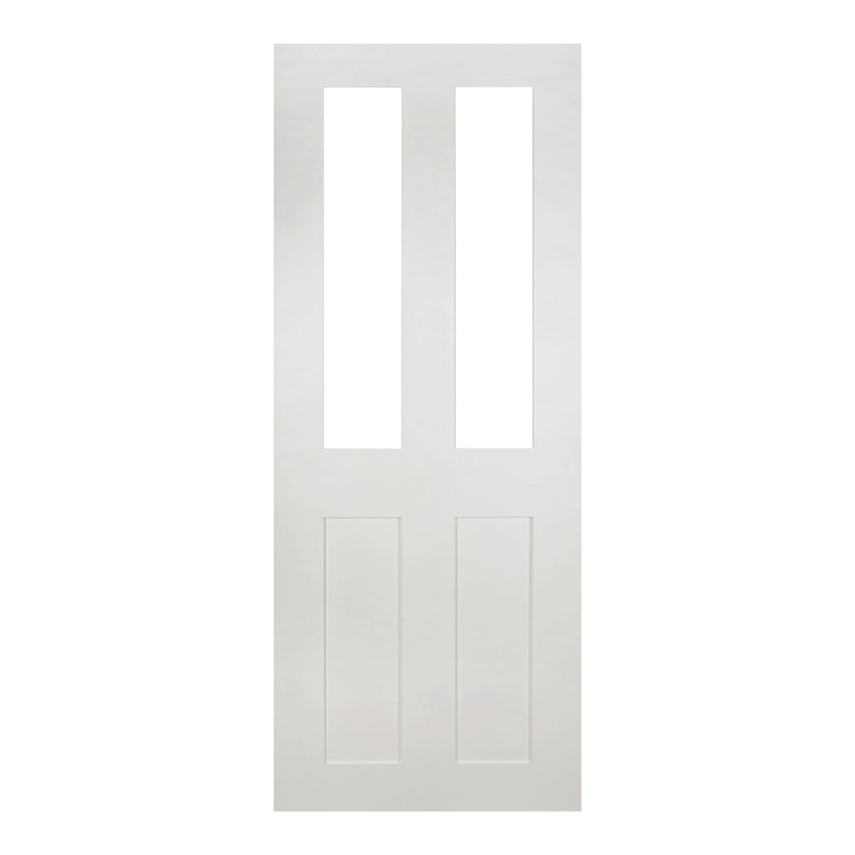 EasiKit Internal Door and Frame Kit - Eton White Primed Victorian Shaker Internal Door - Clear Glass