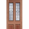 Derby Hardwood Front Door and Frame Set with Fittings - Leaded - Double Glazing