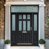 Exterior Georgian Blackwell 6L 3P Front Door with Two Sidelights & Transom - Customisable: Size, Colour, Glass and Sidelight Options