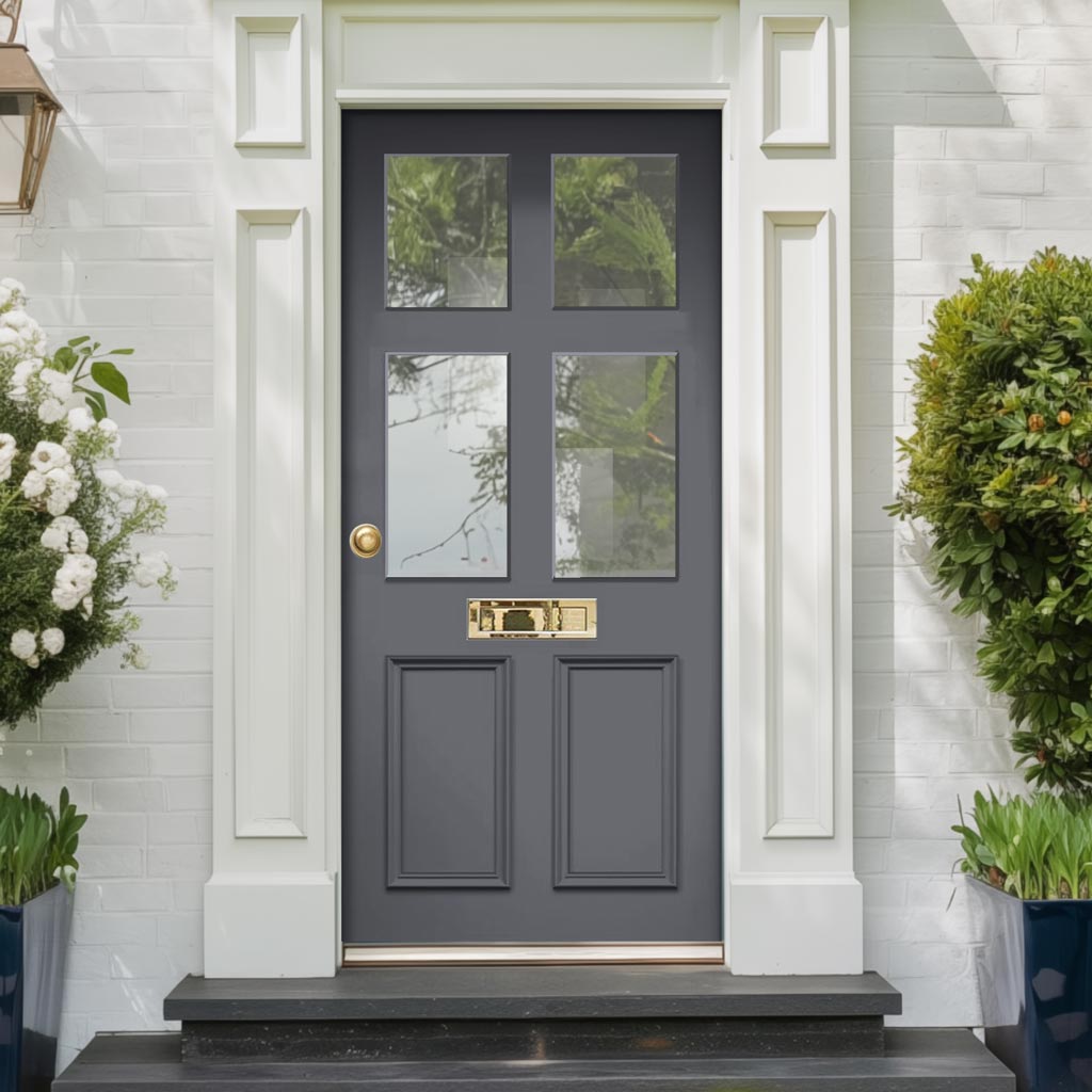 Exterior Colonial Made to Measure Front Door - 45mm Thick - Six Colour Options - Toughened Double Glazing - 4 Pane 2 panel