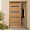 External Door & Frame Set - Balham Hardwood - Frosted Double Glazing - One Unglazed Side Screen