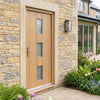 External Door & Frame Set - Copenhagen Oak - Frosted Double Glazing