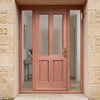 External Door & Frame Set - Malton Hardwood - Frosted Double Glazing - Two Unglazed Side Screens
