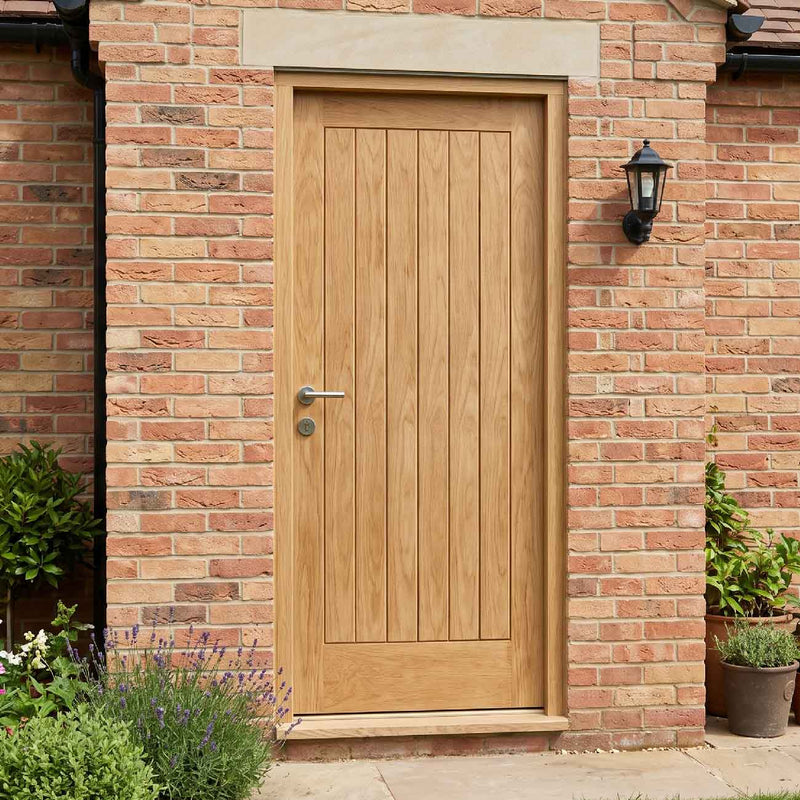 External Door & Frame Set - Norfolk Flush Oak