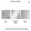 Glazing Options available: Clear, Stippolyte, and Minster Glass.