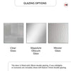 Glazing Options available: Clear, Stippolyte, and Minster Glass.