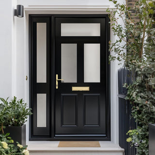 Image: Exterior Victorian Nightingale 3L 2P Front Door with Single Sidelight - Customisable: Size, Colour, Glass and Sidelight Options