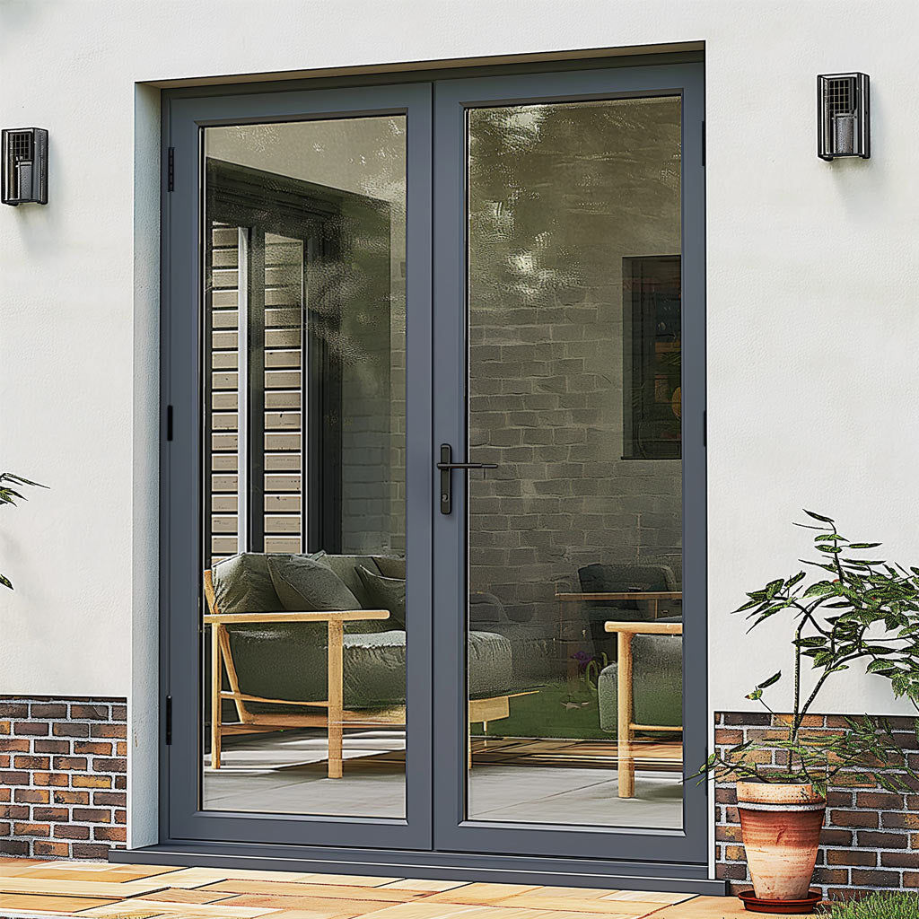 External Patio French AluVu Door Set - Fully Finished In Anthracite Grey - 1500mm x 2090mm - Opens In