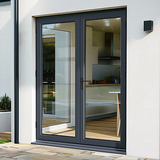 Image: External Patio French AluVu Door Set - Fully Finished In Anthracite Grey - 1800mm x 2090mm - Opens In