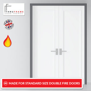 Image: Made to Size Thruframe Interior Stormy Grey Primed Door Lining Frame - Suits Double Fire Doors