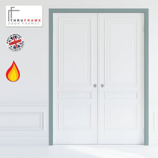 Image: Double Fire Door Frame Kit in Sage Sky Primed MDF - Suits Double Fire Doors