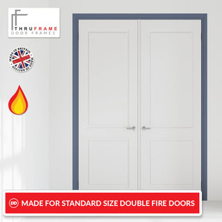 Image: Made to Size Thruframe Interior Heather Blue Primed Door Lining Frame - Suits Double Fire Doors