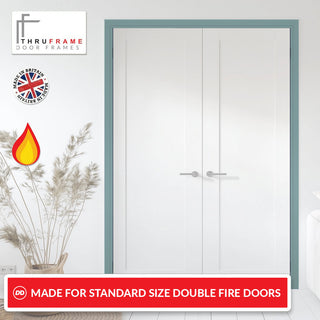 Image: Made to Size Thruframe Interior Sage Sky Primed Door Lining Frame - Suits Double Fire Doors