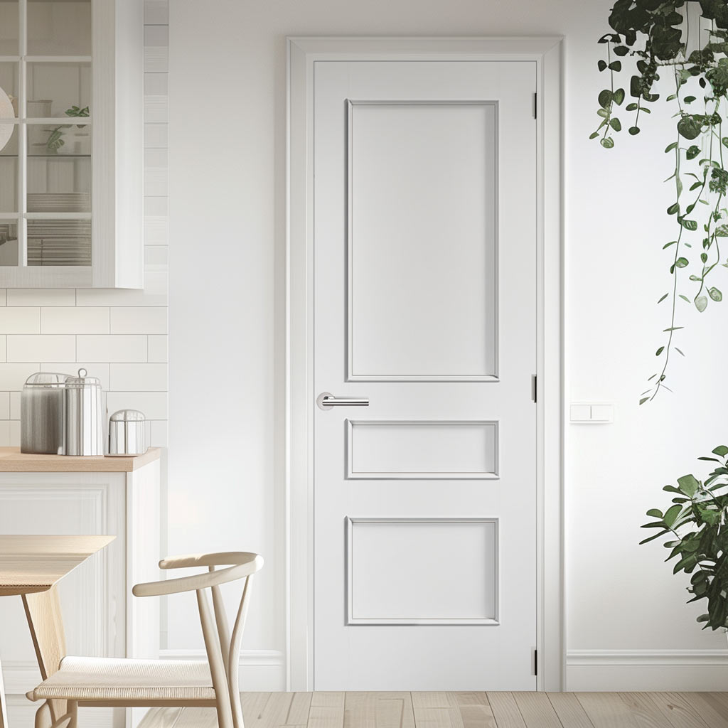 an LPD Toledo White Primed Internal Door, a classic-style internal door known for its timeless design