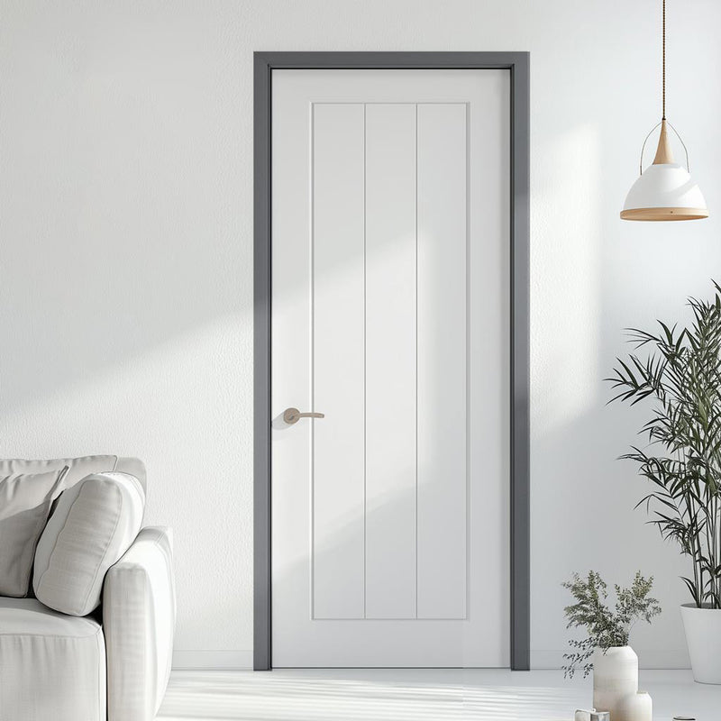Single Fire Door Frame Kit in Stormy Grey Primed MDF - Suits 30 Minute Fire Doors