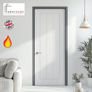 Image: Single Fire Door Frame Kit in Stormy Grey Primed MDF - Suits 30 Minute Fire Doors