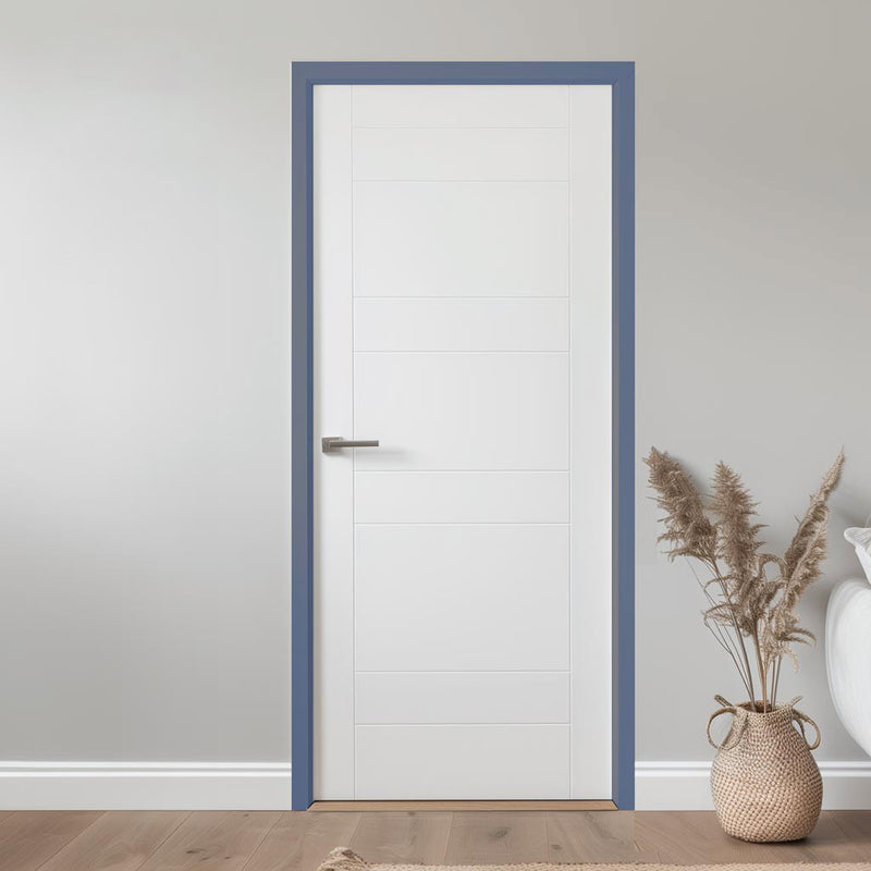 Single Fire Door Frame Kit in Heather Blue Primed MDF - Suits 30 Minute Fire Doors