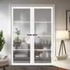 Firena Solid Wood Internal Door Pair UK Made DD0114C Clear Glass - Cloud White Premium Primed - Urban Lite® Bespoke Sizes