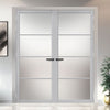 Florence Solid Wood Internal Door Pair UK Made DD0114F Frosted Glass - Mist Grey Premium Primed - Urban Lite® Bespoke Sizes