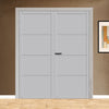 Florence Panel Solid Wood Internal Door Pair UK Made DD0114P - Mist Grey Premium Primed - Urban Lite® Bespoke Sizes