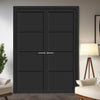 Florence Panel Solid Wood Internal Door Pair UK Made DD0114P - Shadow Black Premium Primed - Urban Lite® Bespoke Sizes