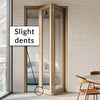 OUTLET - Contemporary Pattern 10 Oak Bifold Internal Door - Clear Glass 1981x762x35mm