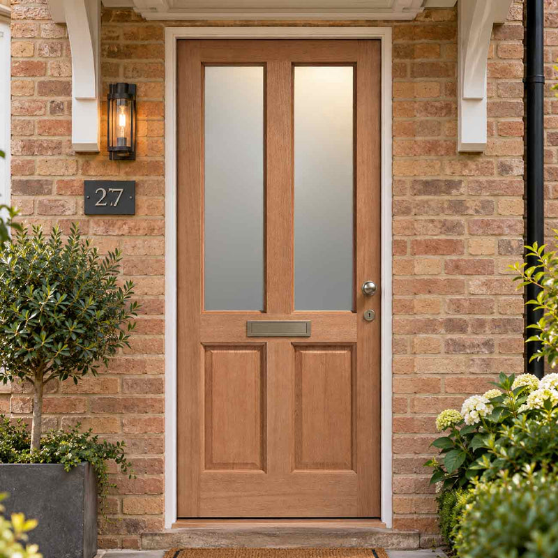 LPD Malton External Meranti Wooden Front Door - Frosted Double Glazing
