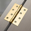 One Pair of Ares Loft Style Polished Gold Finish Square Cornered Hinges 102x67x2mm
