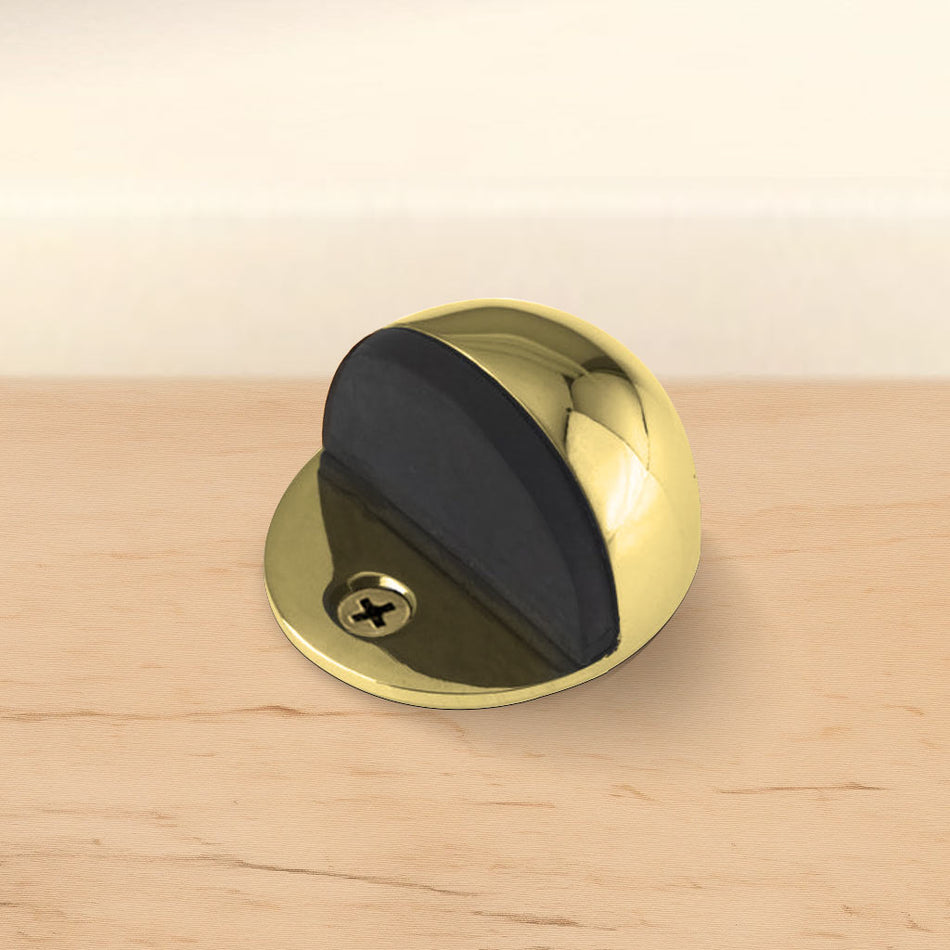Orb Oval Floor Mounted Door Stop - Polished Gold
